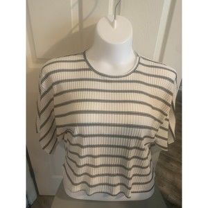 Willow & Root Women's Small Blouse black white flowy sleeves boho hipster top